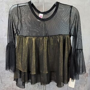 Diva Co Metallic Tiered Blouse